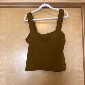 Evereve Ribbed Square-Neck Camisole - martini Olive green